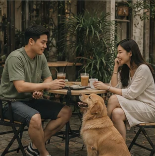 Editorial image of life with dogs and their care