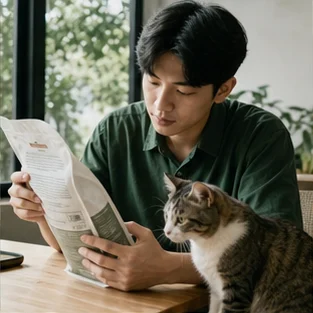 Editorial image of life with cats and their care
