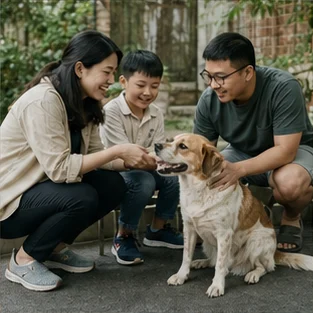 Editorial image of life with dogs and their care