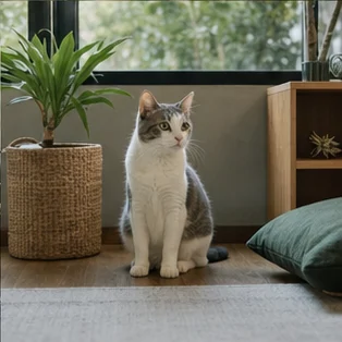 Editorial image of life with cats and their care