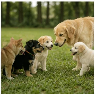 Editorial image of life with dogs and their care
