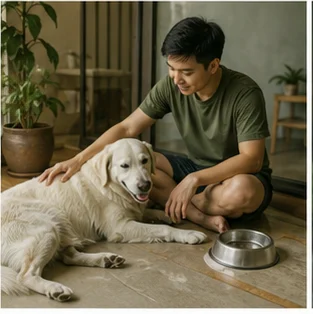 Editorial image of life with dogs and their care