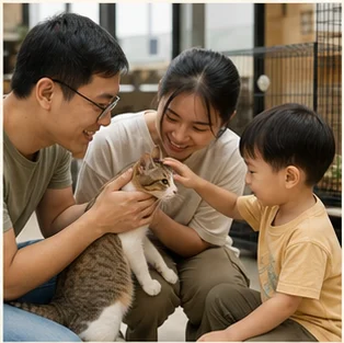 Editorial image of life with cats and their care