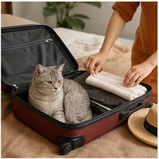 Editorial image of life with cats and their care