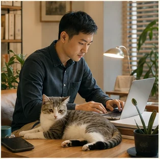 Editorial image of life with cats and their care