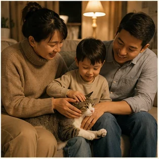 Editorial image of life with cats and their care