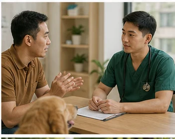 Editorial image of life with dogs and their care